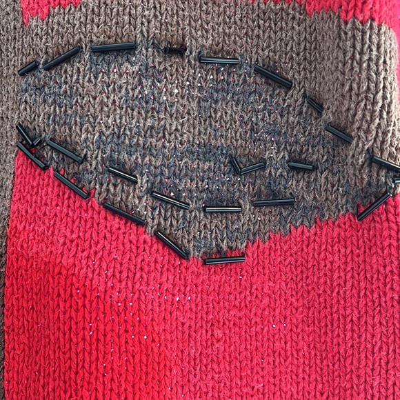 VTG Andrea Gayle knit sweater, S, brown @ red, ramie/cotton - Picture 4 of 4